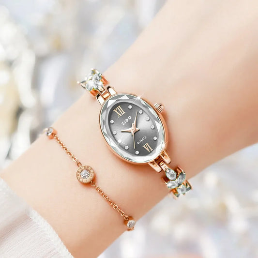 Luckacco UTHAI V22 Women's Watches Light Luxury Diamond Inlaid Female Watch Waterproof Oval Ladies Fashion Quartz Bracelet Wristwatch