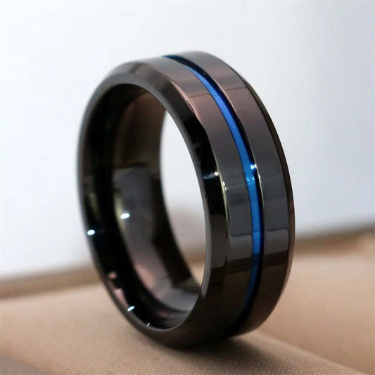 Luckacco Fashion Couple Rings Romantic White Rhinestones CZ Women Rings Set Simpe Men's Stainless Steel Rings For Couple Wedding Jewelry