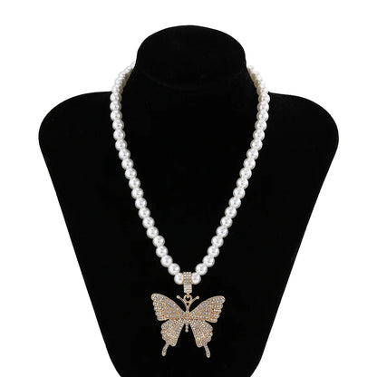 Luckacco Multi-Layer White Imitation Pearl Necklace Bead  Chain Punk Ladies Wedding Short Clavicle Necklac Girl Charm Banquet Jewelry