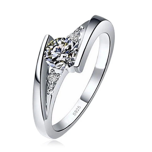 Luckacco 2025 New Vintage Silver Color Zircon Stone Ring for Women Cute Small round Crystal Wedding Jewelry Promise Engagement Ring