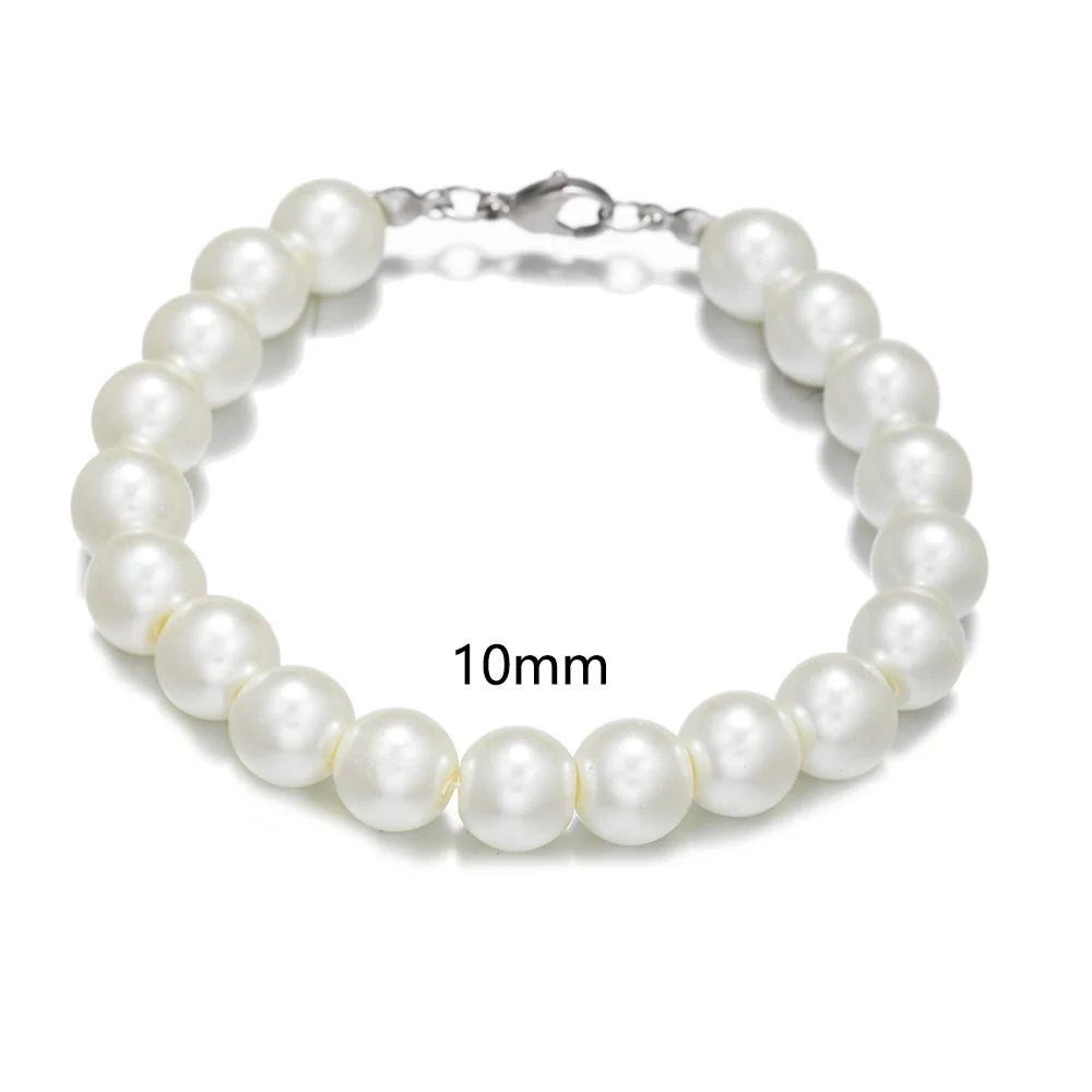 luckacco simple anti-pearl bracelet for men trendy stainless steel beads women bracelet fashion pearl jewelry party accessories gift