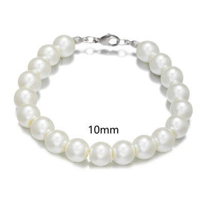 Luckacco Simple Anti-Pearl Bracelet For Men Trendy Stainless Steel Beads Women Bracelet Fashion Pearl Jewelry Party Accessories Gift