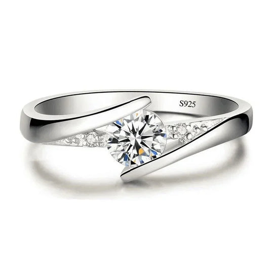 Luckacco 2024 Cute Female Small Round Zircon Stone Ring Vintage Silver Color Wedding Jewelry Promise Crystal Engagement Rings For Women