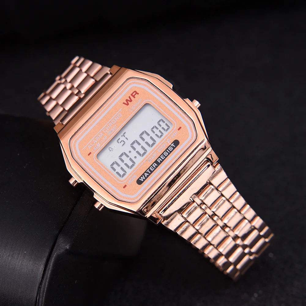 luckacco f91w luxury watch waterproof retro digital stainless steel sports military watches men women electronic wrist watches clock