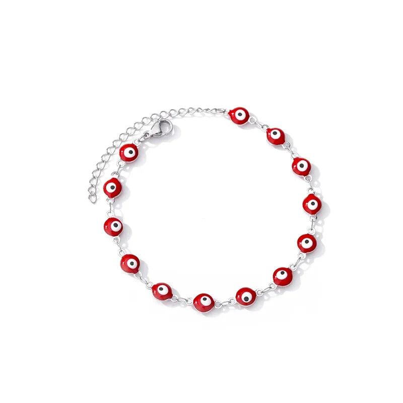 luckacco stainless steel evil eye bracelets for women men enamel round chain blue evil eye hand bracelet summer beach jewelry gift 2024