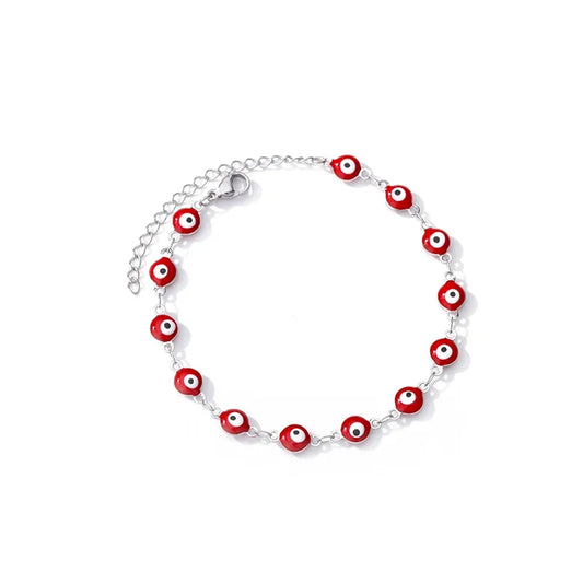Luckacco Stainless Steel Evil Eye Bracelets For Women Men Enamel Round Chain Blue Evil Eye Hand Bracelet Summer Beach Jewelry Gift 2024