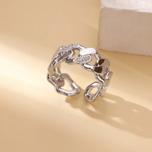 Luckacco Luxury Zircon Geometric Rings for Women Gold Color Adjustable  Stainless Steel Heart Flower Ring Wedding Fashion Jewelry Gift