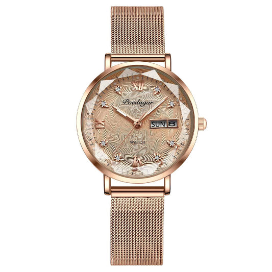 Luckacco POEDAGAR Elegant Luxury Women Watch Waterproof Luminous Date Week Ladies Watches Fashion Stainless Steel Quartz Woman Wristwatch