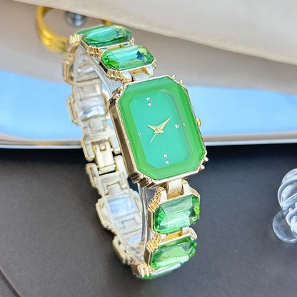 Luckacco Fashion Women Square Quartz Wristwatches Luxury Stainless Steel Water Diamond Quartz Movement Bracelet Clock Ladies Watches