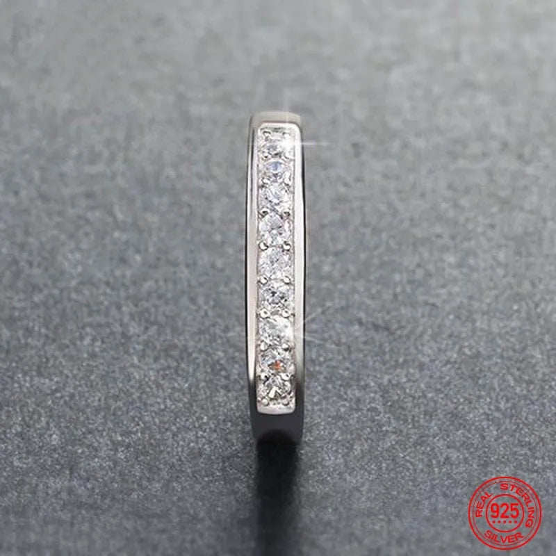 luckacco 925 sterling silver single row diamond strip ring for women fashion party jewelry gift