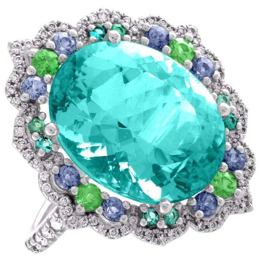 Luckacco Flower Collection ! Exquisite Colorful Cubic Zircon Flower Engagement Ring For Women Party Jewelry Hand Accessories Size 6-10