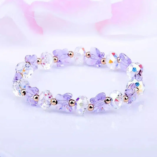 Luckacco New AB Butterfly Crystal Beaded Bracelets Women Sweet Temperament Handwork Bracelets&Bangles Charms Jewelry Making Men Bracelet