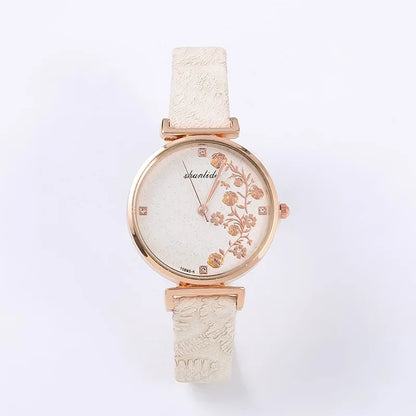 Luckacco Fashion Butterfly Women Watches 2025 Simple Brown Quartz Watch Vintage Leather Ladies Wristwatches Clock часы женские наручные
