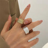 Luckacco Minimalist Silver Color Multilayer Lines Rings For Women Modern Fashion Female Finger-rings Versatile Jewelry Bulk