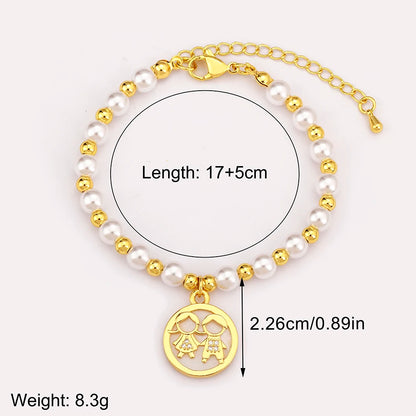 Luckacco Nidin High Quality Round Shape Girl Boy Pearl Beads Zircon Hand Bracelets For Female Son Daughter Cute Jewelry Mother's Day Gift