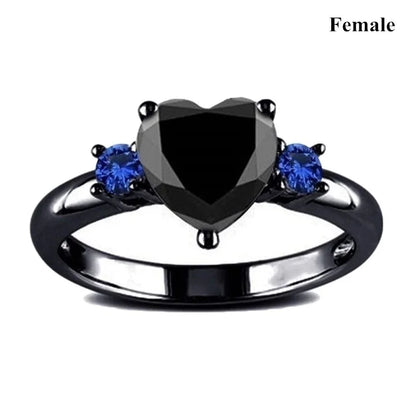 Luckacco Fashion Couple Rings Romantic White Rhinestones CZ Women Rings Set Simpe Men's Stainless Steel Rings For Couple Wedding Jewelry