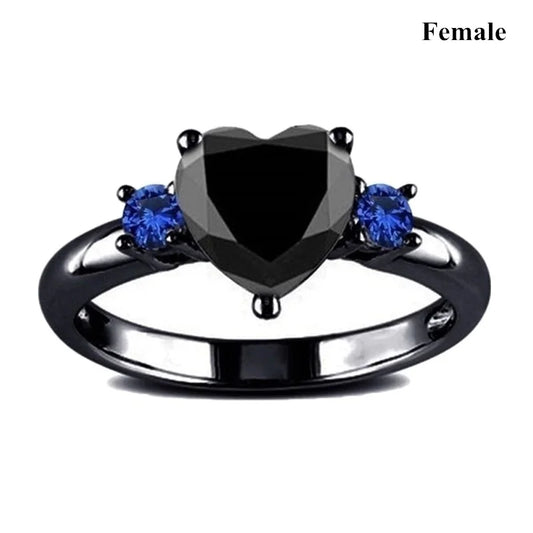 Luckacco Fashion Couple Rings Romantic White Rhinestones CZ Women Rings Set Simpe Men's Stainless Steel Rings For Couple Wedding Jewelry