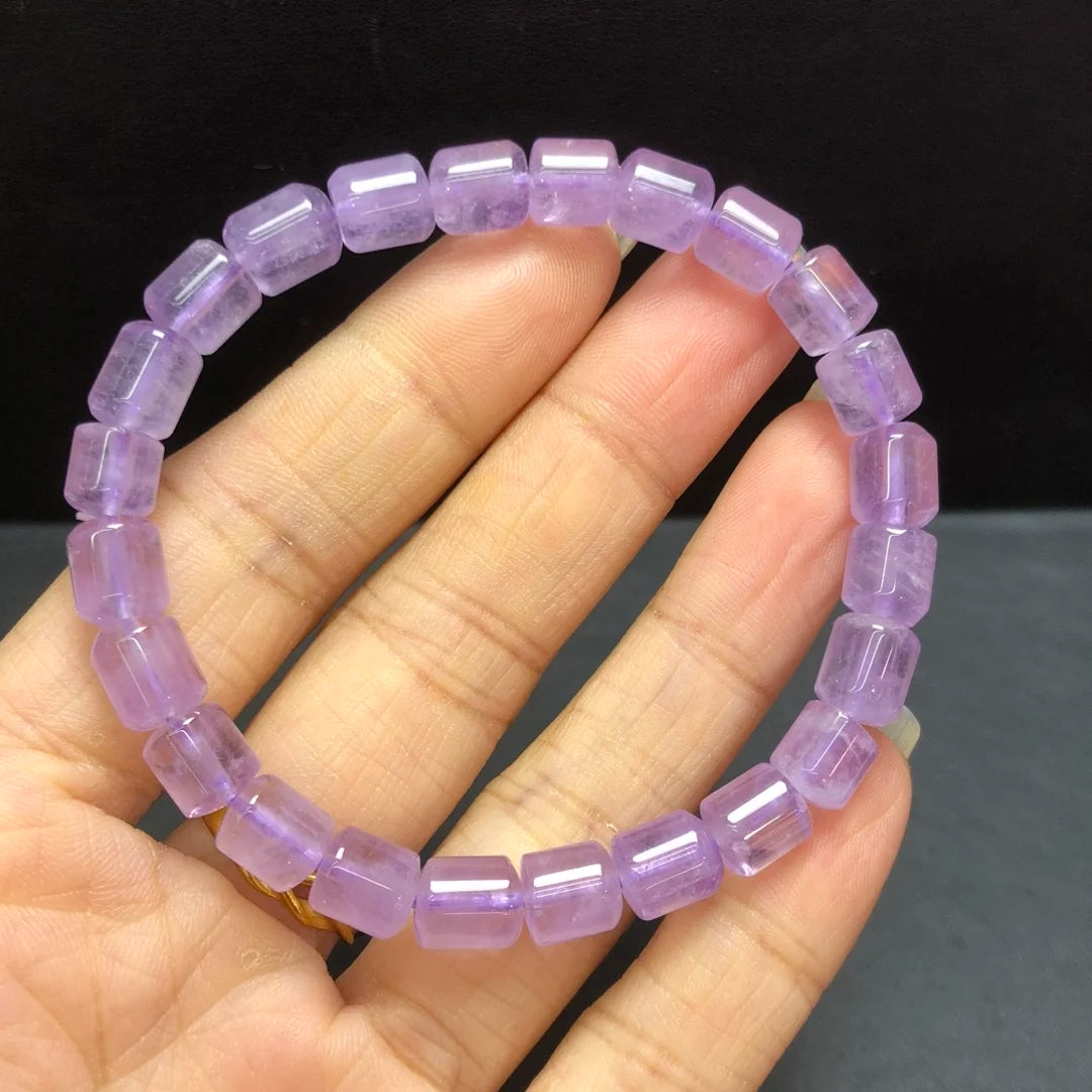 luckacco 1 pc fengbaowu natural lavender amethyst bracelet 7x11mm barrel beads crystal reiki healing stone jewelry gift for women