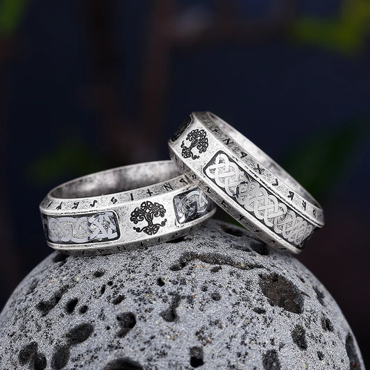 Luckacco Valentine's day Gift Nordic Viking Tree Of life Rings For Men Stainless Steele Vintage Celtic Knot Ring Amulet Jewelry