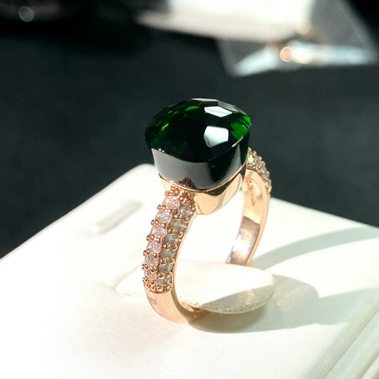 Luckacco Hot Candy Square Ring Inlay Zircon Colorful Crystal Ring For Women Party Fashion Jewelry Gold Plated Blue Topaz Ring Gift