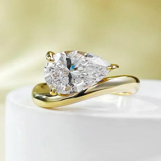 Luckacco 14K Gold Vintage Lab Diamond Ring 100% Real 925 Sterling Silver Party Wedding Band Rings for Women Engagement Jewelry Gift
