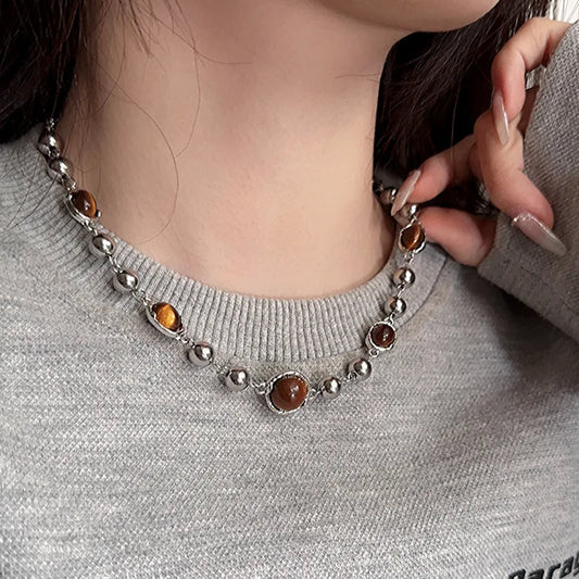Luckacco Punk Retro Button Star Pendant Necklace Trendy Delicate Silver Color Unisex Choker Personalised Luxury Jewelry for Women