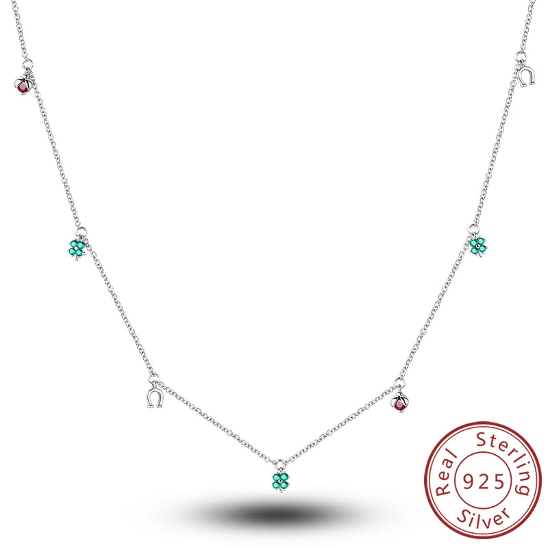 luckacco necklace 925 sterling silver butterfly love heart bear classic simple adjustable necklace for women girl fashion jewelry gifts