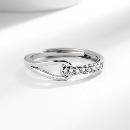 Luckacco 925 Sterling Silver High-End Full Diamond Hollow Design Horseshoe-Shaped Zircon Ring Personalized High-Quality Women's Ring