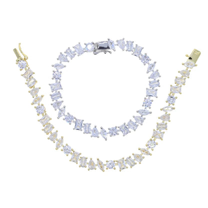 Luckacco 5A Cubic Zirconia Iced Out Bling Geometric CZ Tennis Chain Bracelet For Women Luxury Jewelry