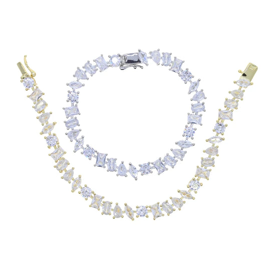 Luckacco 5A Cubic Zirconia Iced Out Bling Geometric CZ Tennis Chain Bracelet For Women Luxury Jewelry