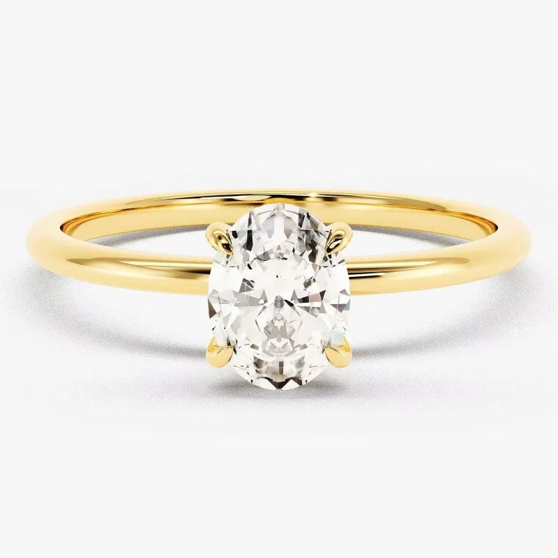luckacco s925 sterling silver oval moissanite ring, women's four-prong simple egg-shaped ring