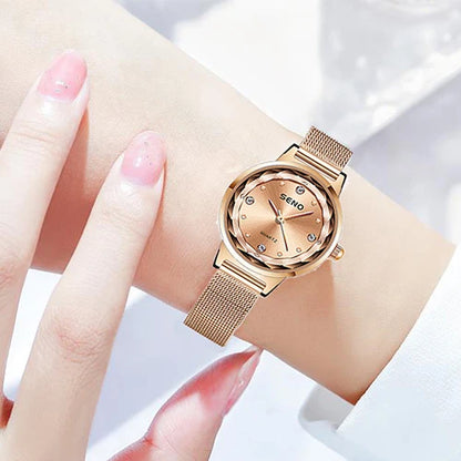 Luckacco Watches Fashion Elegant Diamond Mesh Strap Women's Watch Waterproof Quartz Watch Ladies Watch