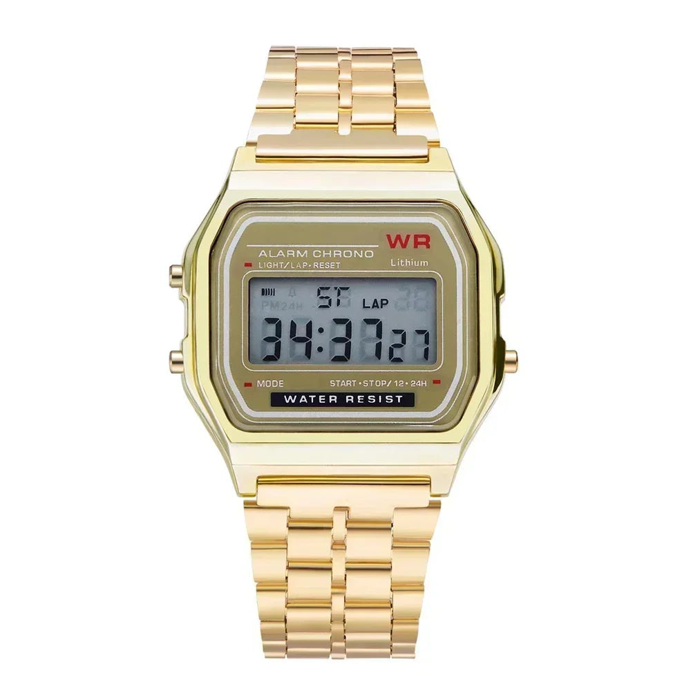 luckacco retro square electronic watches digital display women men watch rose gold silver luxury ladies wristwatches relojes para mujer