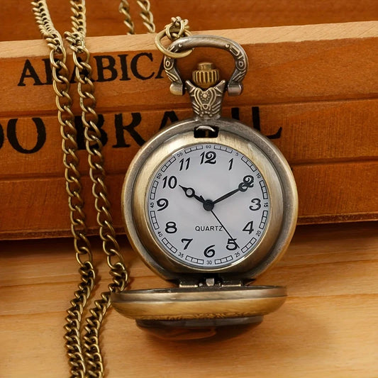 Luckacco Exquisite Vintage Mermaid Pattern Pocket Watch Design with Necklace,Precise Quartz Movement Watch,Great Gift for Women and Girls