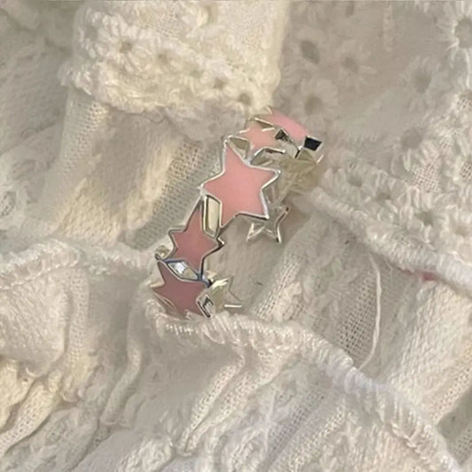 Luckacco Fashion Pink Bowknot Finger Ring Exquisite Sweet Bow-tie Ring Bowknot Adjustable Bowknot Opening Ring Weeding