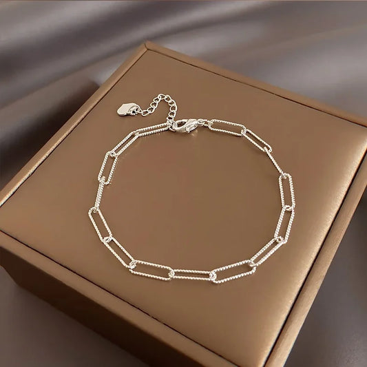 Luckacco New 925 Sterling Silver Bracelet Pearls Knots Bracelet for Women Fashion Heart Pearls Bracelet  Luxury Jewelry Accessories Gift