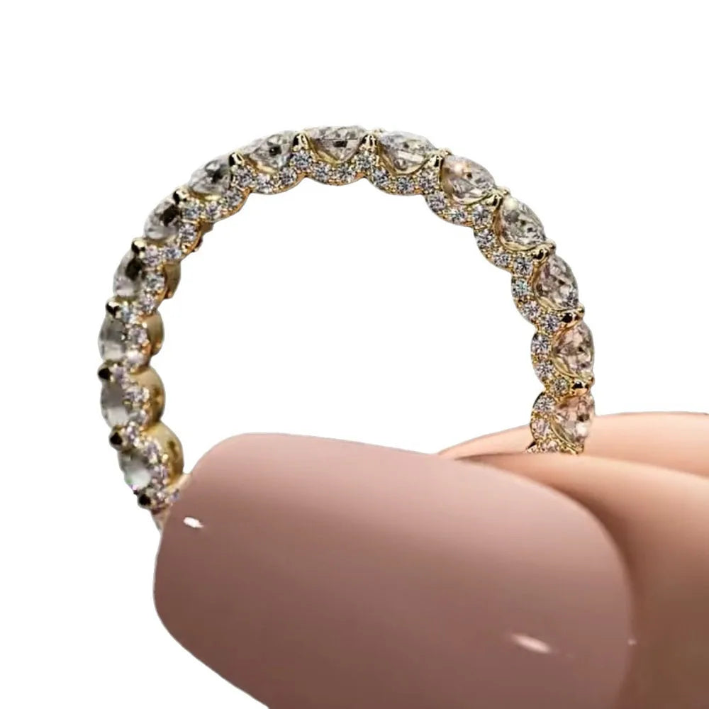 luckacco luxury full crystal small round stone engagement rings for women silver color white zircon wheel ring wedding band jewelry gift