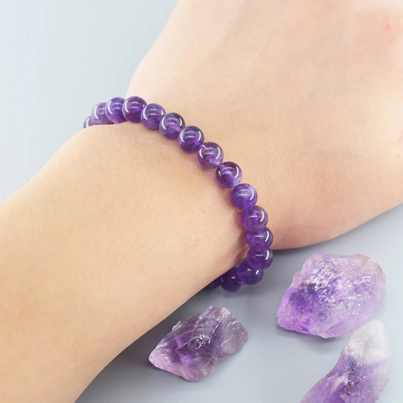 luckacco natural amethyst quartz crystal bead bracelet health bracelet for women weight loss fatigue pressure fatigue relief yoga jewelry