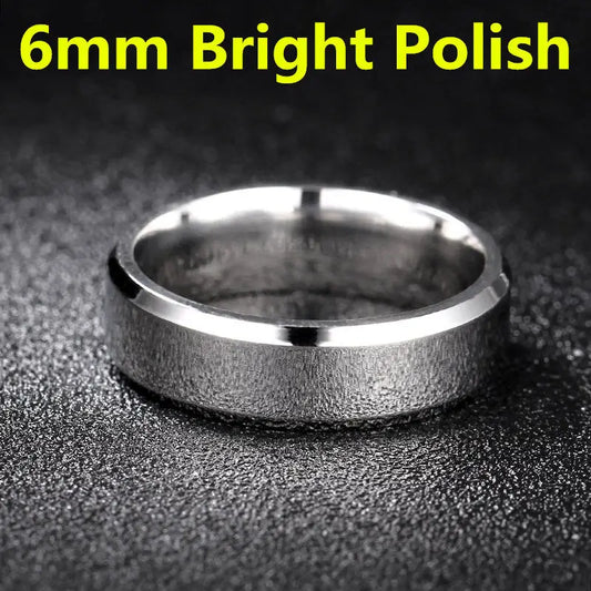 Luckacco 4-8mm Dull Polish Silver Color Titanium Ring For Men and Women Personalized Ring Customize Engraved