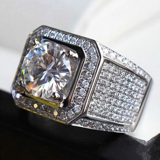 Luckacco Sale 5-12 White Golden Iced Out HipHop Engagement Rings CZ Pinky Men Women Full Crystal Ring