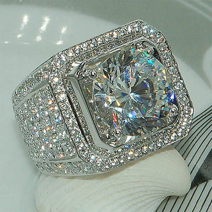 Luckacco Sale 5-12 White Golden Iced Out HipHop Engagement Rings CZ Pinky Men Women Full Crystal Ring