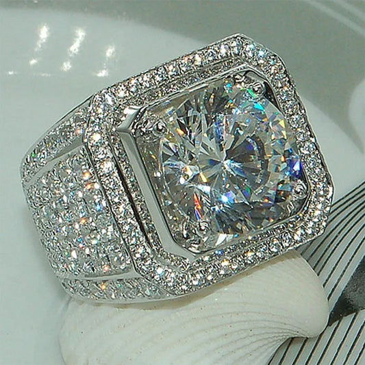 Luckacco Sale 5-12 White Golden Iced Out HipHop Engagement Rings CZ Pinky Men Women Full Crystal Ring