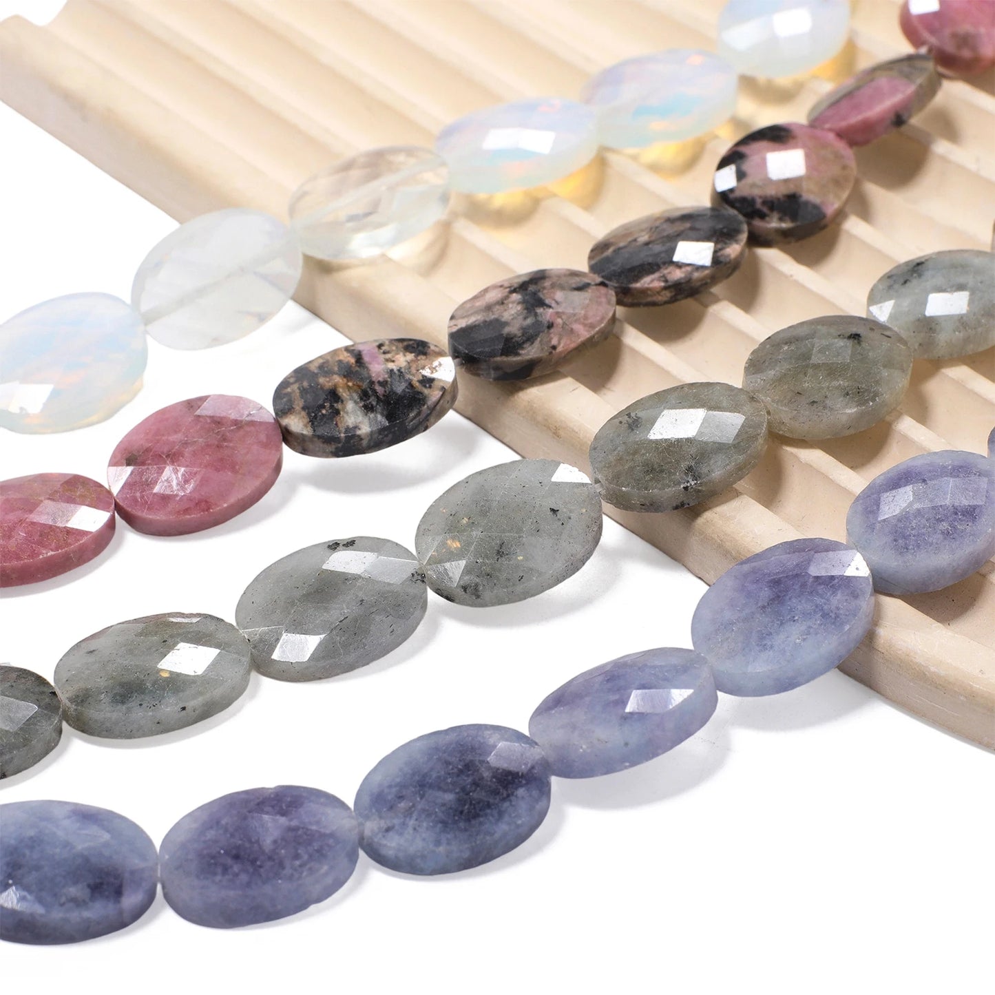 luckacco aaa natural stone multicolor faceted oval stone beads 18x13mm loose spacer beads for jewelry making diy necklace earrings gifts