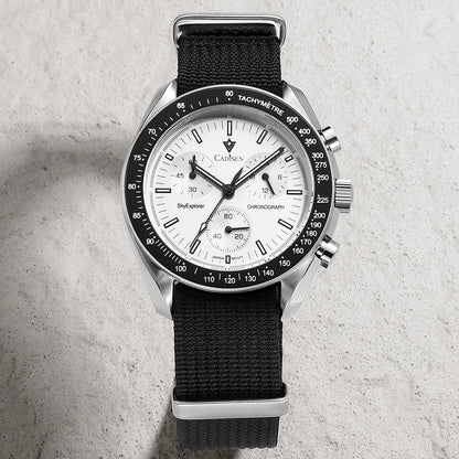 Luckacco CADISEN New Men's Watches Luxury Quartz Wrist Watch For Men Sapphire AR Coated Crystal Canvas VK68 Speed Chronograph Automatic