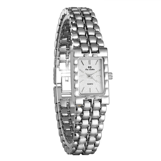 Luckacco Light Luxury Retro Gold Rectangle Classic Watches For Women Fashion Stainless Steel Womens Watch Vintage Quartz Wristwatches