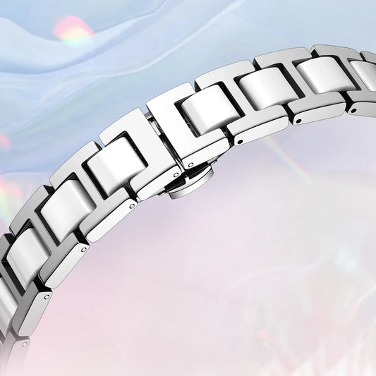 Luckacco Mark Fairwhale Dress Pink Diamond Watch For Women Fashion Ceramic Chain Quartz Watch Luxury Brilliant Beimu Wristwatch Ladies