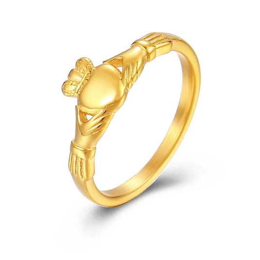 Luckacco New Claddagh Rings Custom His Her Wedding Band Stainless Steel Initial Irish Love Ring for Friend,Friend,Husband,Wife,Lover