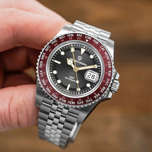 Luckacco PAGANI DESIGN V4 40MM GMT NH34 Luxury Men's Watches Top Fashion Automatic Mechanical Watches for Men Sapphire Waterproof Clock