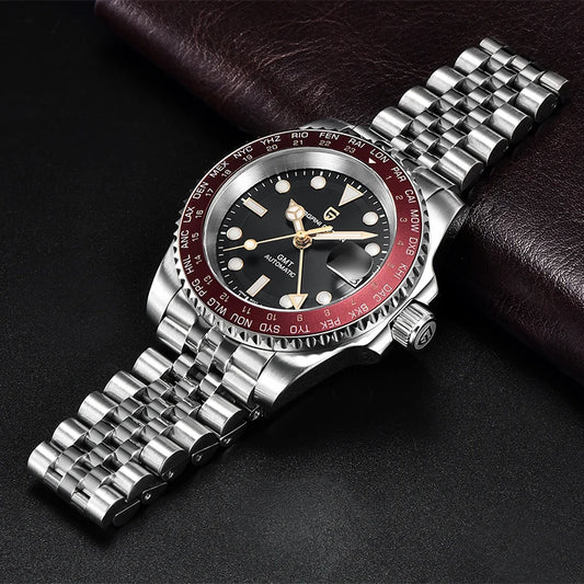 Luckacco PAGANI DESIGN V4 40MM GMT NH34 Luxury Men's Watches Top Fashion Automatic Mechanical Watches for Men Sapphire Waterproof Clock