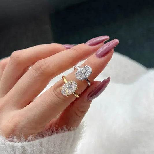 Luckacco 2025 Fashionable Luxury Oval Original Stainless Steel Rings for Women Engagement Gift Proposal Jewelry Bride Wedding